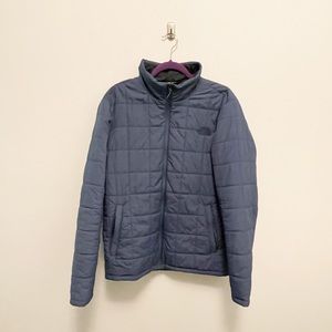 Mens North Face quilted blue jacket